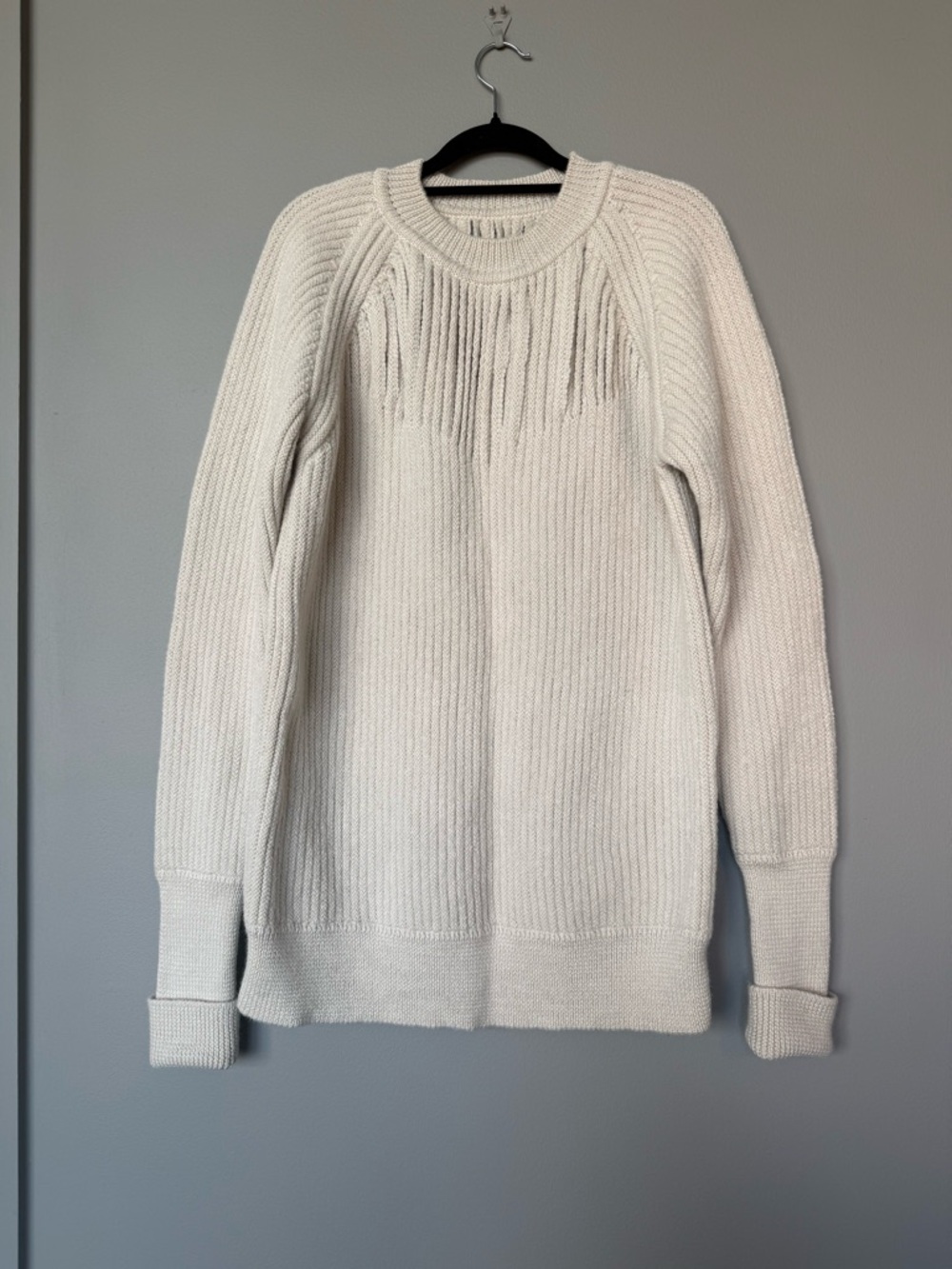 Maison Martin Margiela Cream Fringe-Trim Crewneck Sweater